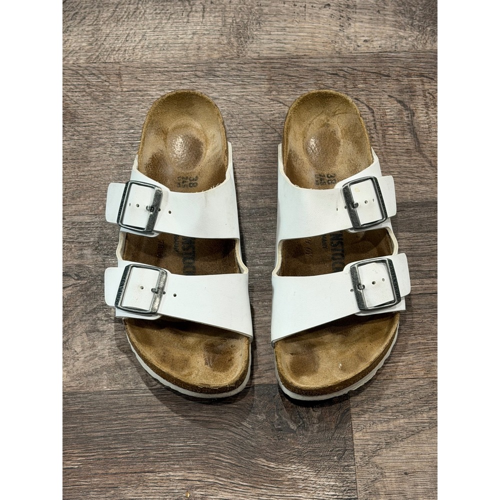 Birkenstock Arizona White Birko-Flor Slide Sandals Women 38 L7 M5